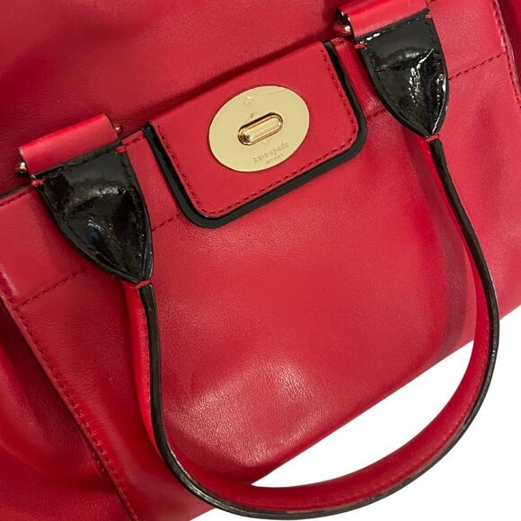 Kate Spade NY Janie Hampton Red Leather Satchel Shoulder Bag Purse - Picture 6 of 6